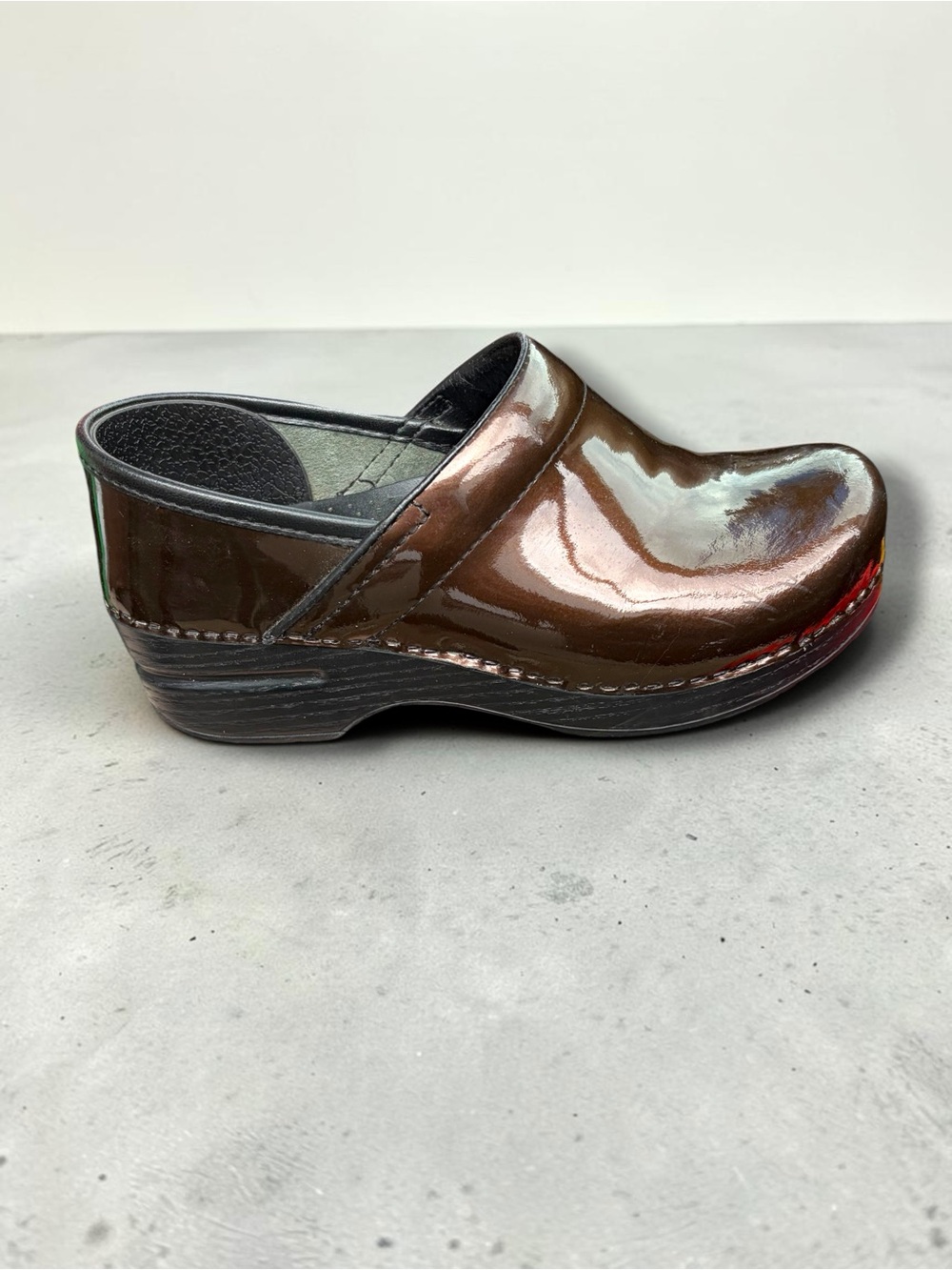 Dansko Brown Patent Leather Clog Mule